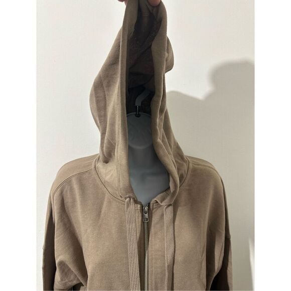 Calvin Klein Performance Crop, Quarter Zip, Cotton Hoodie, Brown, NWT Sz S A740 - Picture 3 of 6